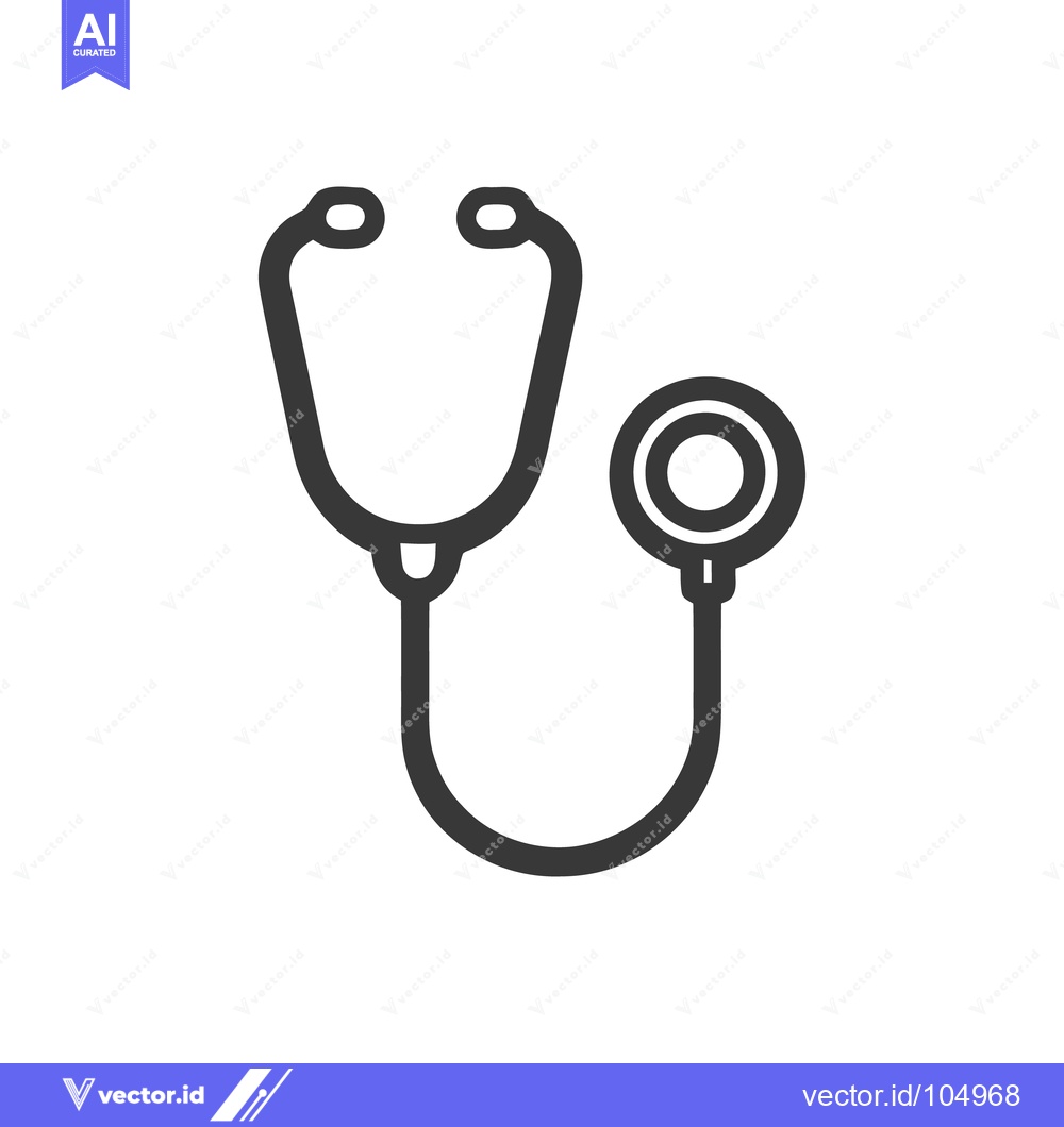 Premium Vector of Minimalist Stethoscope Icon: Medical Symbol in Bold Outline Style