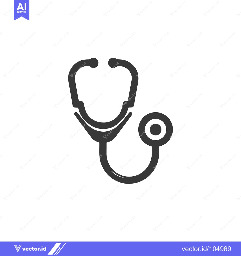 Premium Vector dari Minimalist Stethoscope Icon: Medical Symbol in Flat Design, Dark Gray