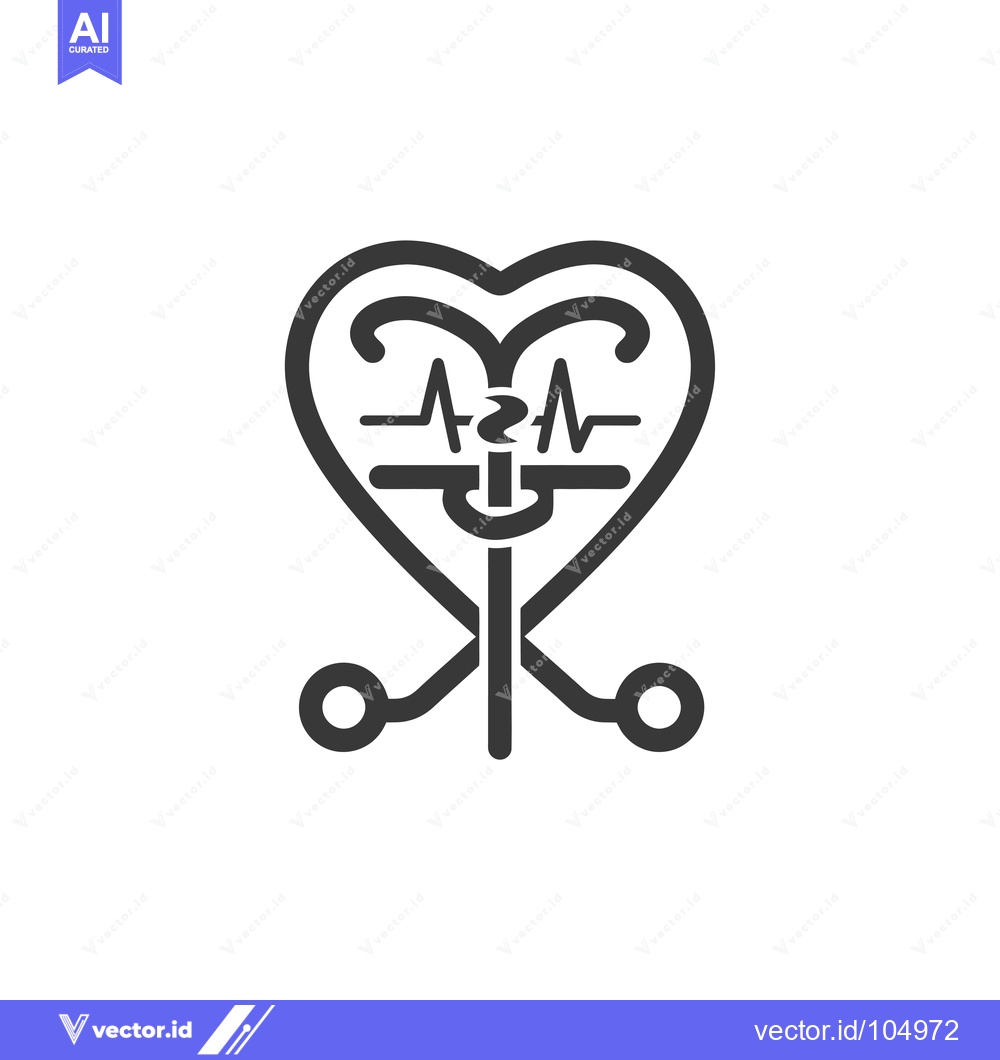 Premium Vector of Stethoscope inside heart with heartbeat line graphic