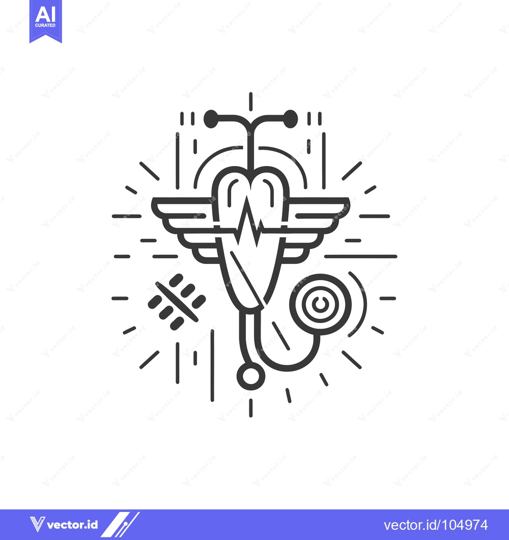 Premium Vector dari Stethoscope with Heartbeat and Wings, Abstract Medical Symbol