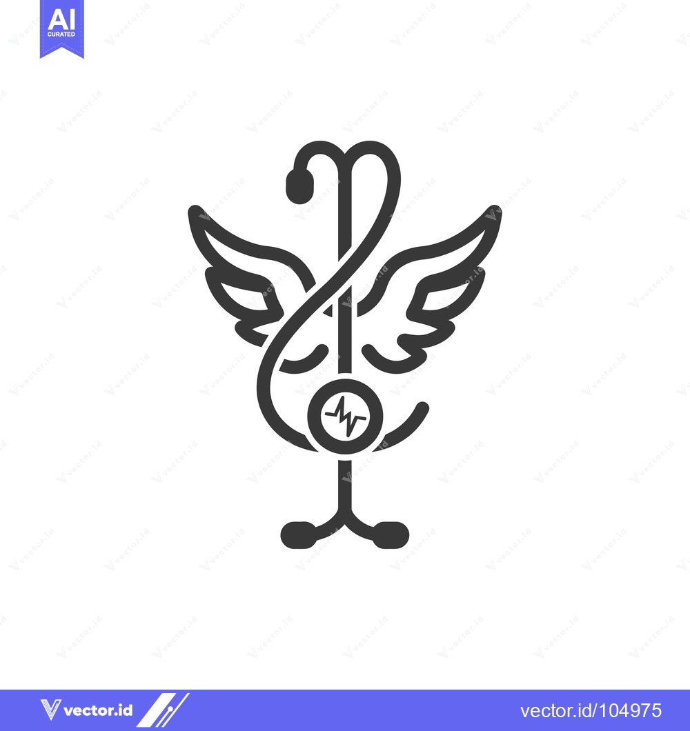Premium Vector of Stethoscope with Wings and Heartbeat Symbol