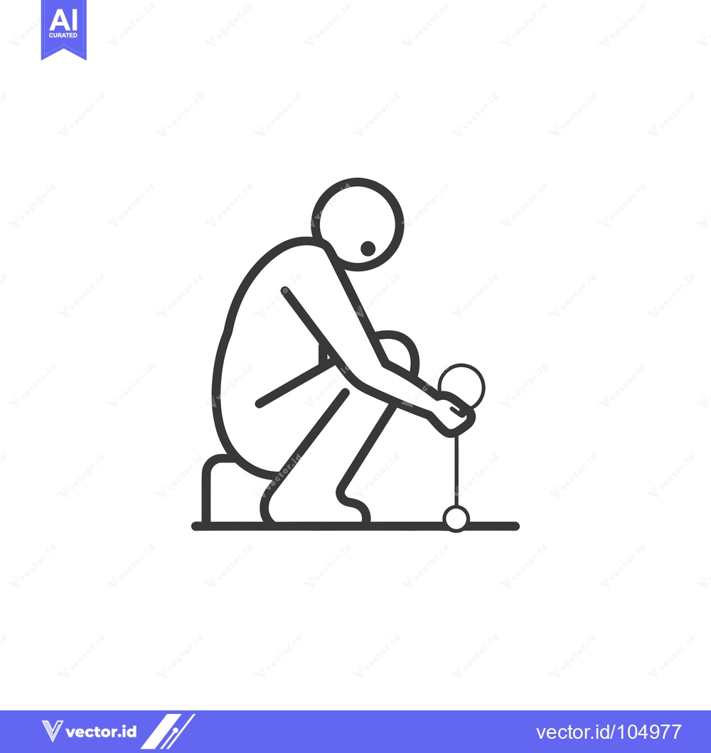 Premium Vector of Stick Figure Character Kneeling and Holding a Pendulum