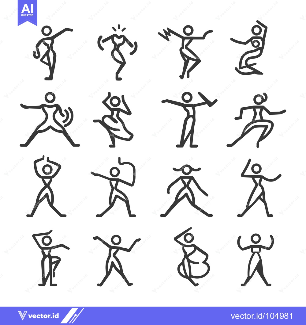 Premium Vector dari Stick Figure Dance Poses Illustration Set