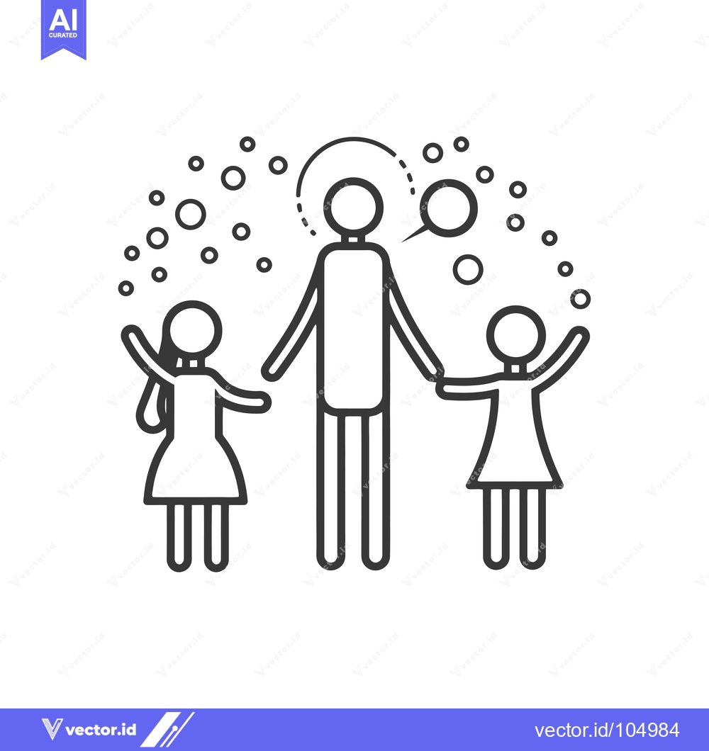 Premium Vector dari Stick Figure Family with Thought Bubbles