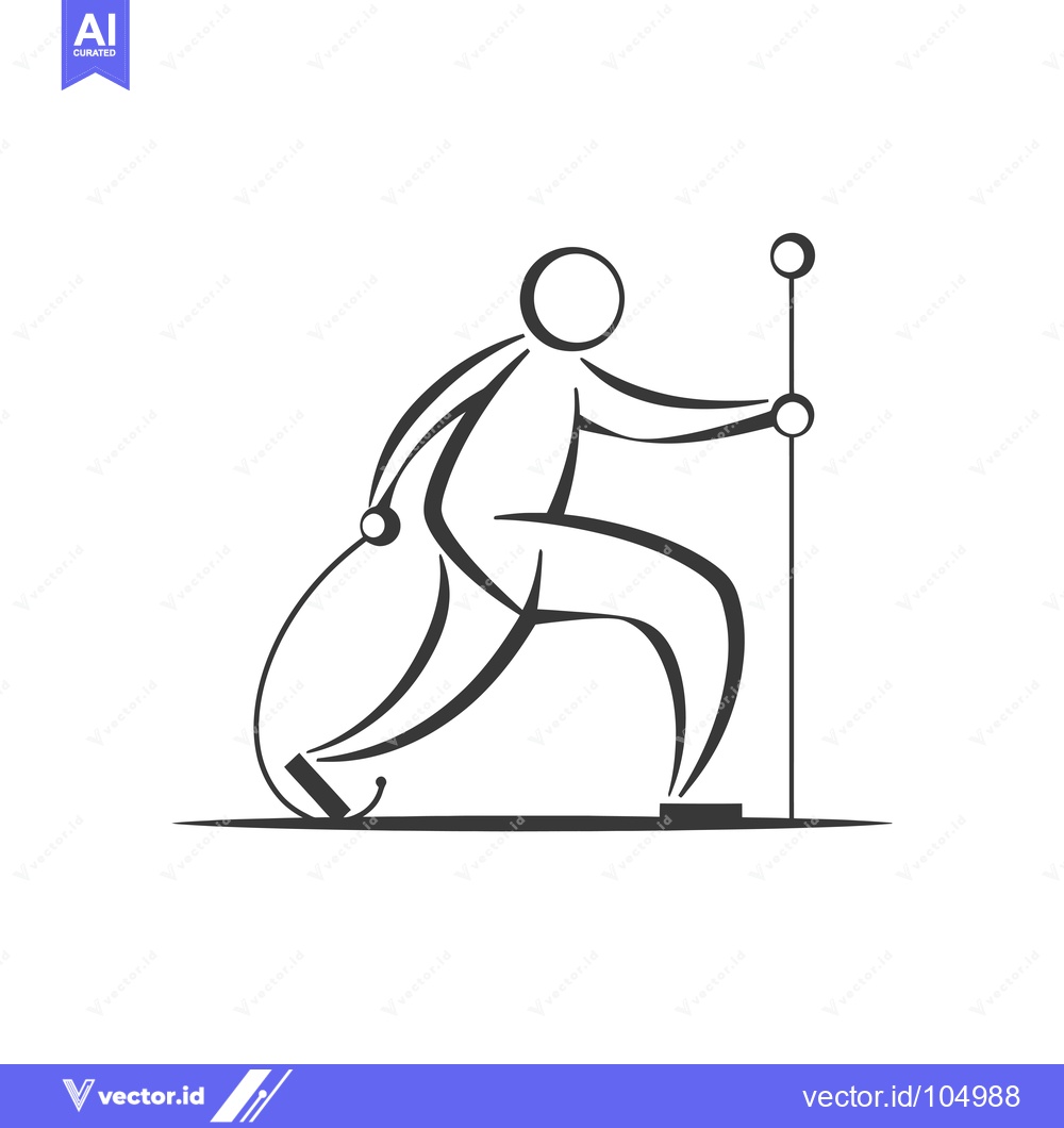 Premium Vector of Stick Figure Hiking with Walking Stick