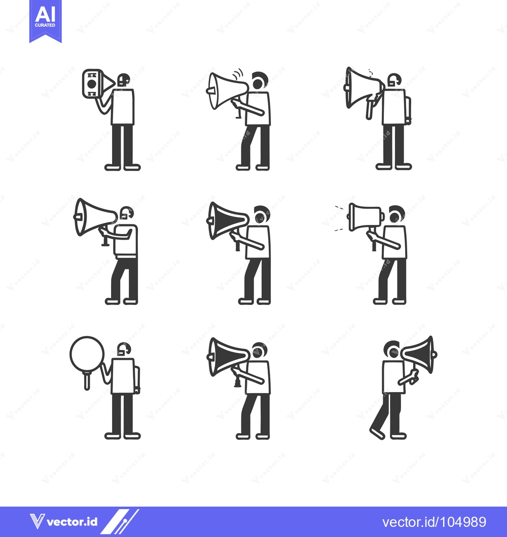Premium Vector dari Stick Figure Holding a Loudspeaker and a Money Bill