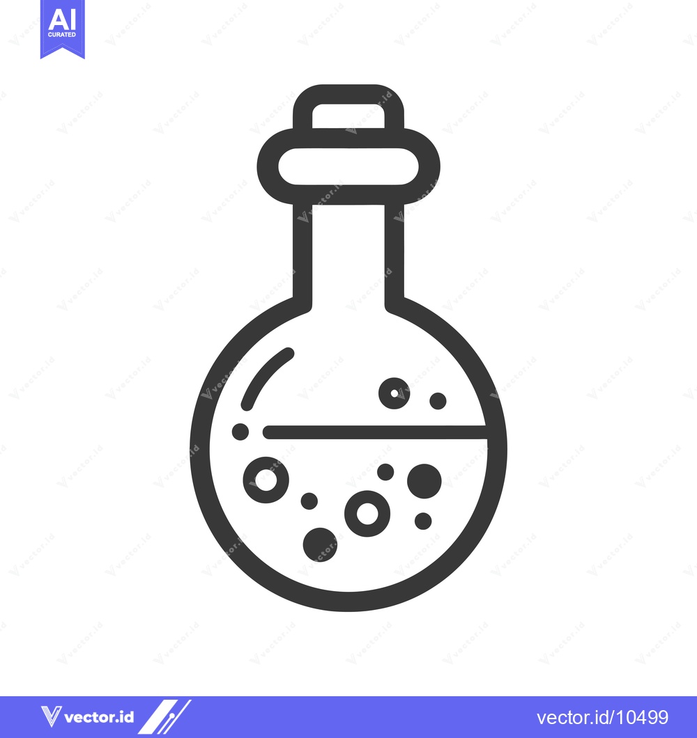 Premium Vector dari A Black and White Line Drawing of a Flask with Bubbles