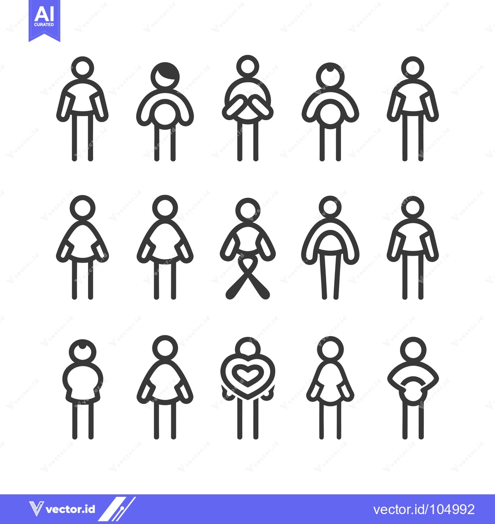 Premium Vector of Stick Figure Icons Depicting Pregnancy Stages