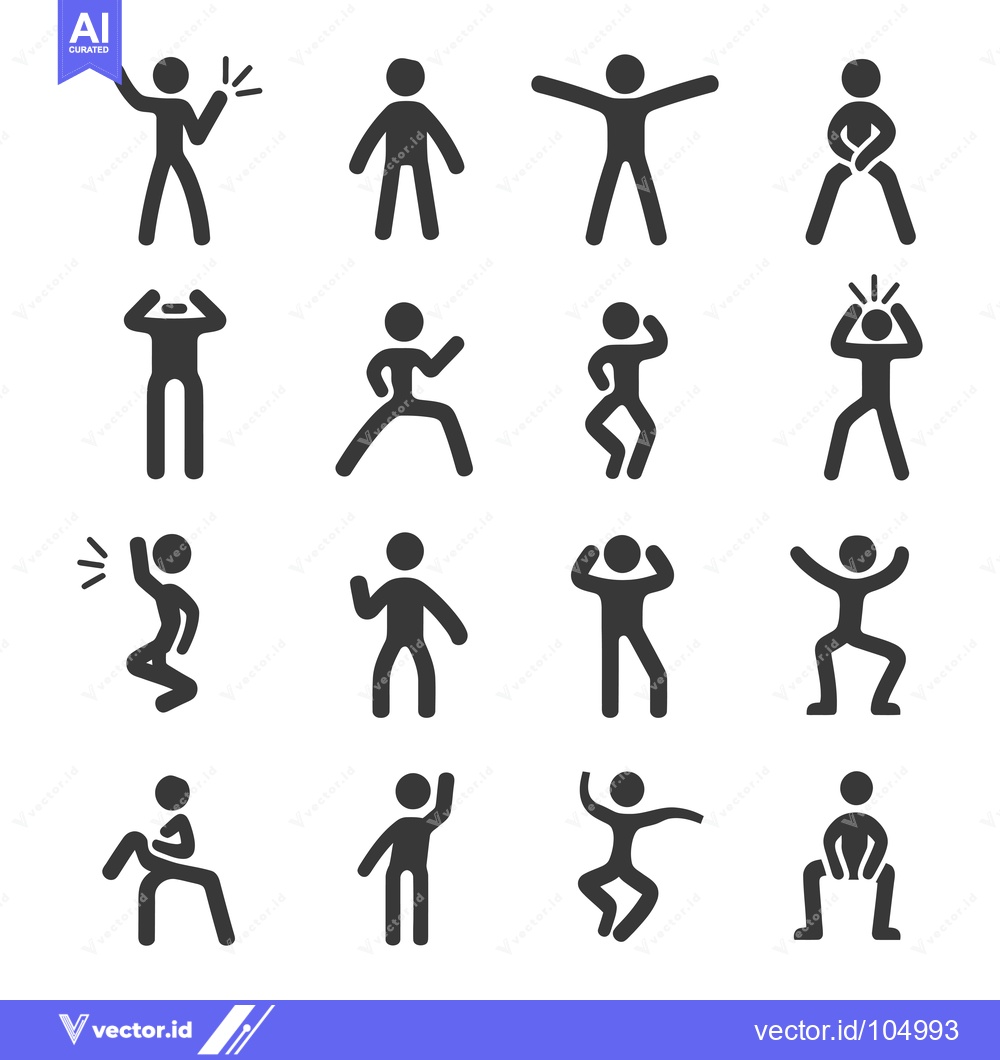Premium Vector dari Stick Figure Icons Depicting Various Human Poses and Actions