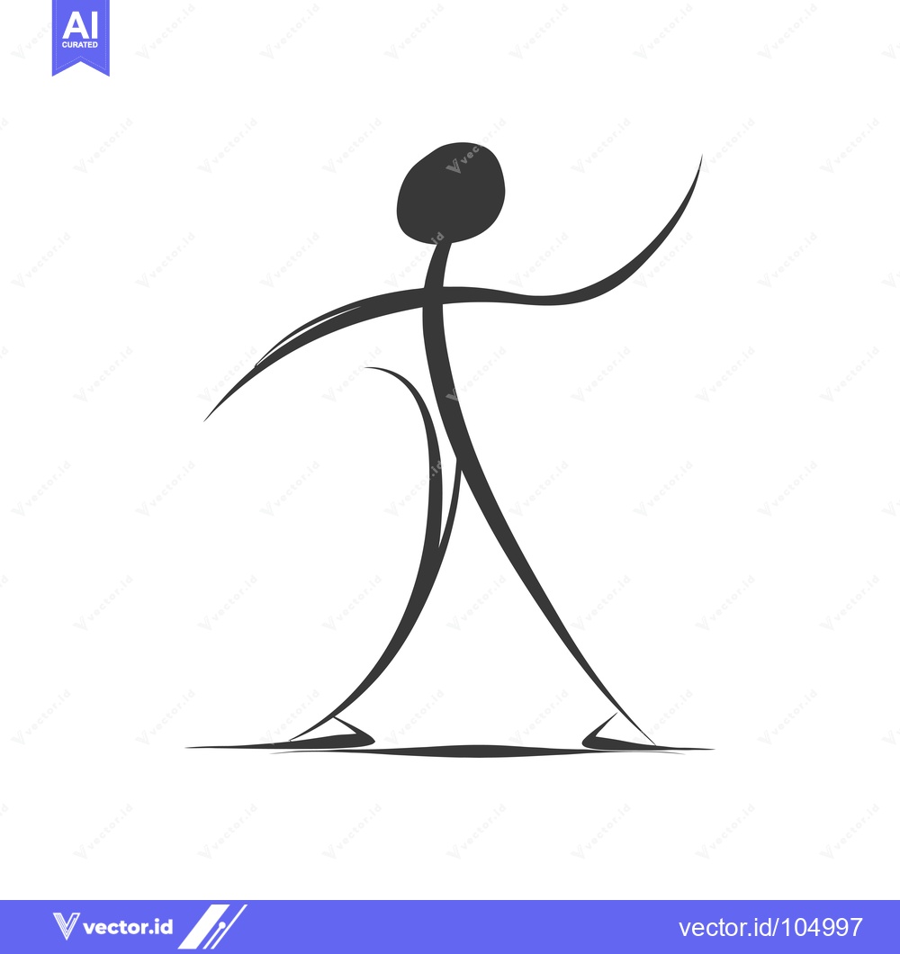 Premium Vector dari Stick Figure Illustration of a Person Walking with One Arm Raised