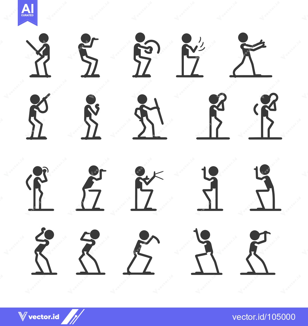 Premium Vector of Stick Figure Illustrations of Various Poses and Actions
