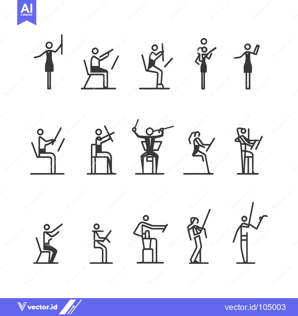 Premium Vector dari Stick Figure Musicians Playing Instruments in a Band