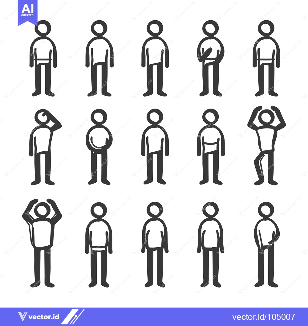 Premium Vector dari Stick Figure People in Different Poses