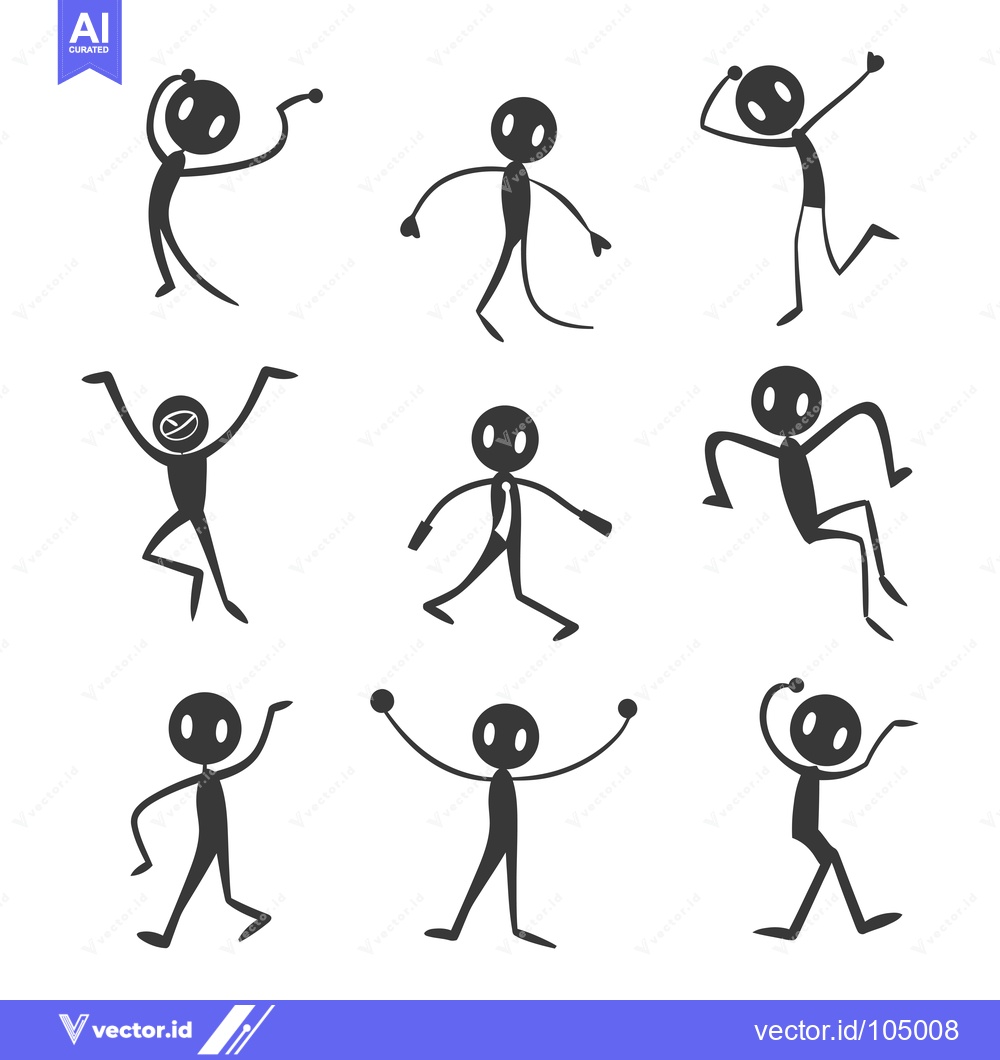 Premium Vector of Stick Figure People in Various Poses