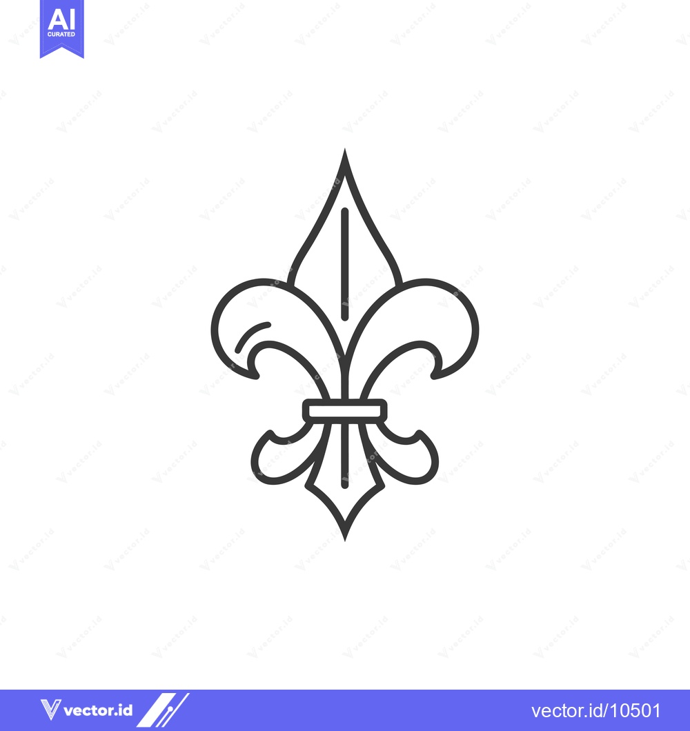 Premium Vector dari A Black and White Line Drawing of a Fleur-de-lis