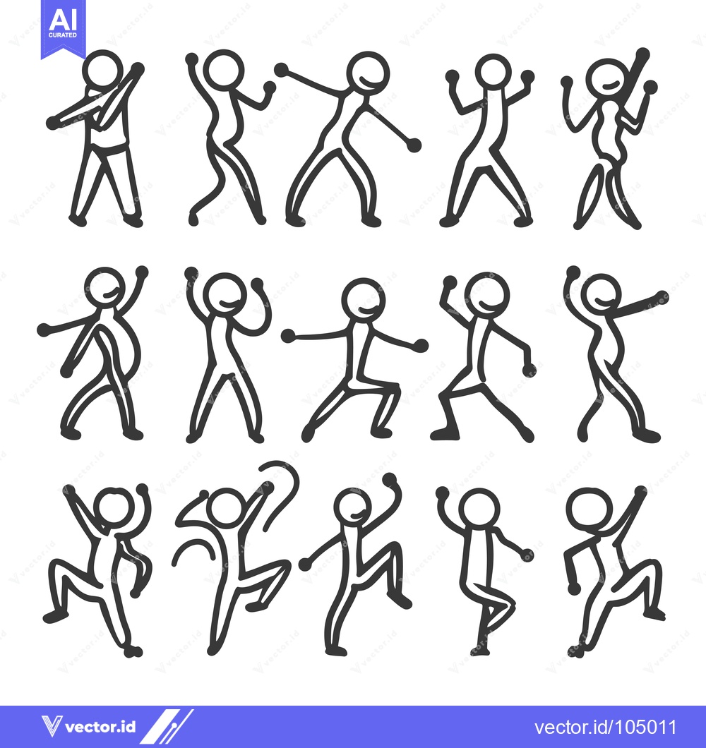 Premium Vector of Stick Figure People in Various Poses and Actions