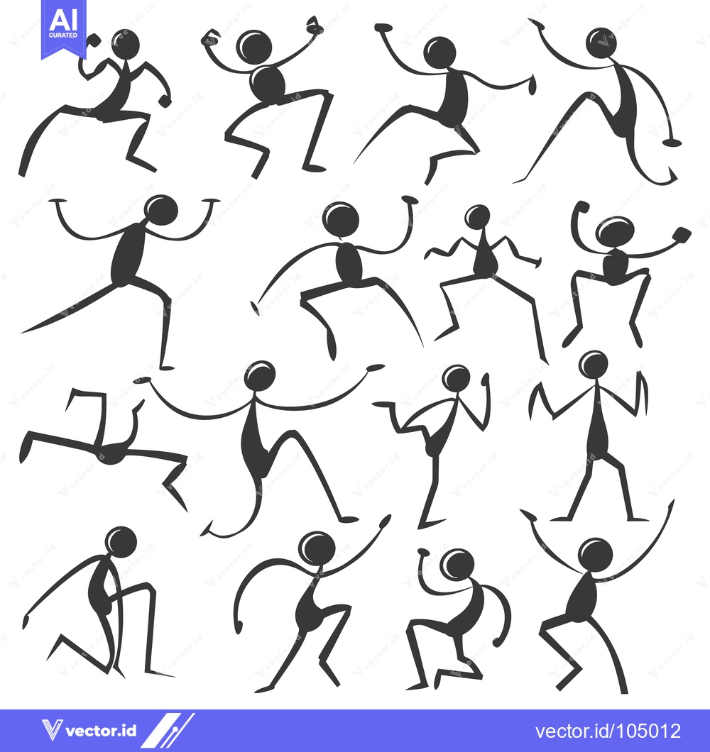 Premium Vector dari Stick Figure People Posing in Various Dynamic Positions