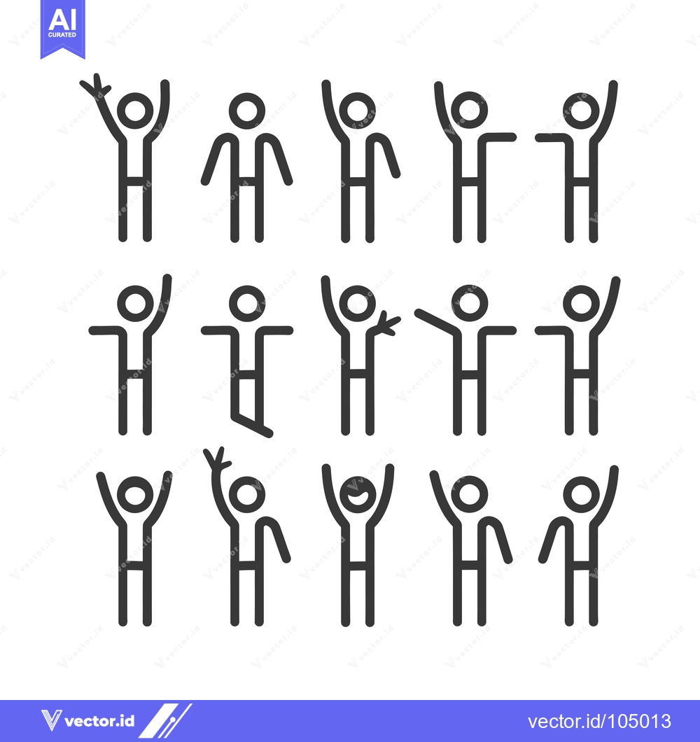 Premium Vector dari Stick Figure People with Arms Raised in Various Poses