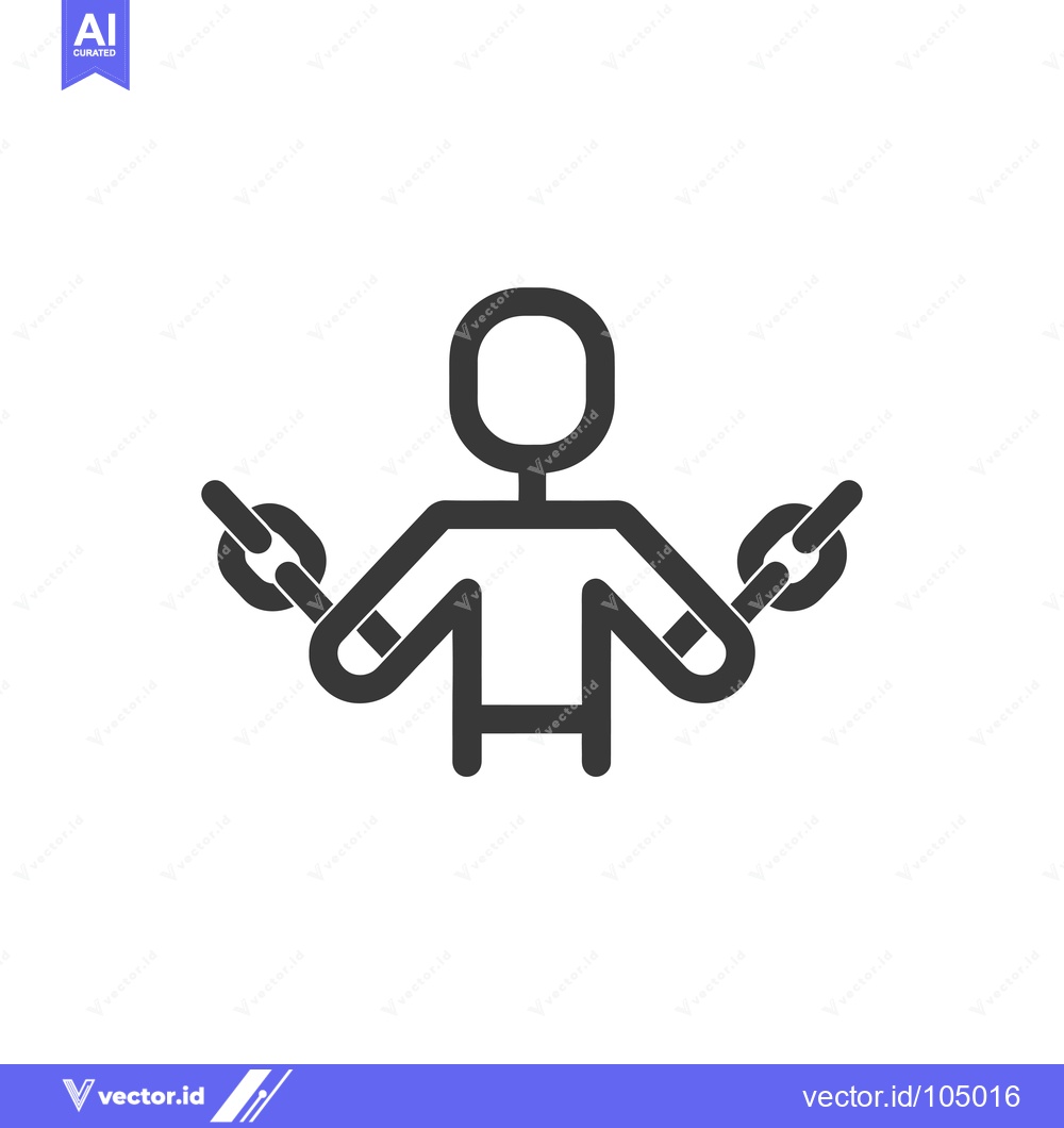 Premium Vector of Stick Figure Person Holding Two Linked Chains