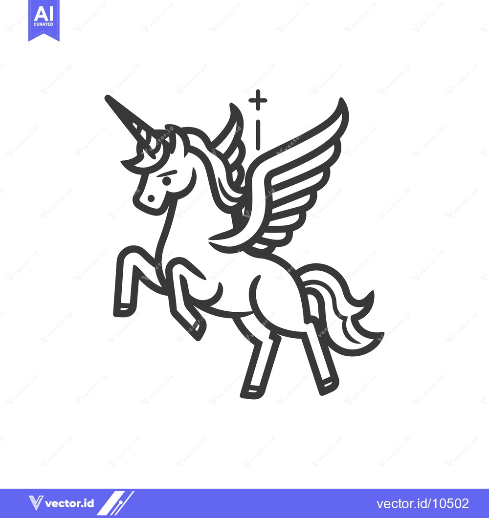 Premium Vector dari A black and white line drawing of a flying unicorn