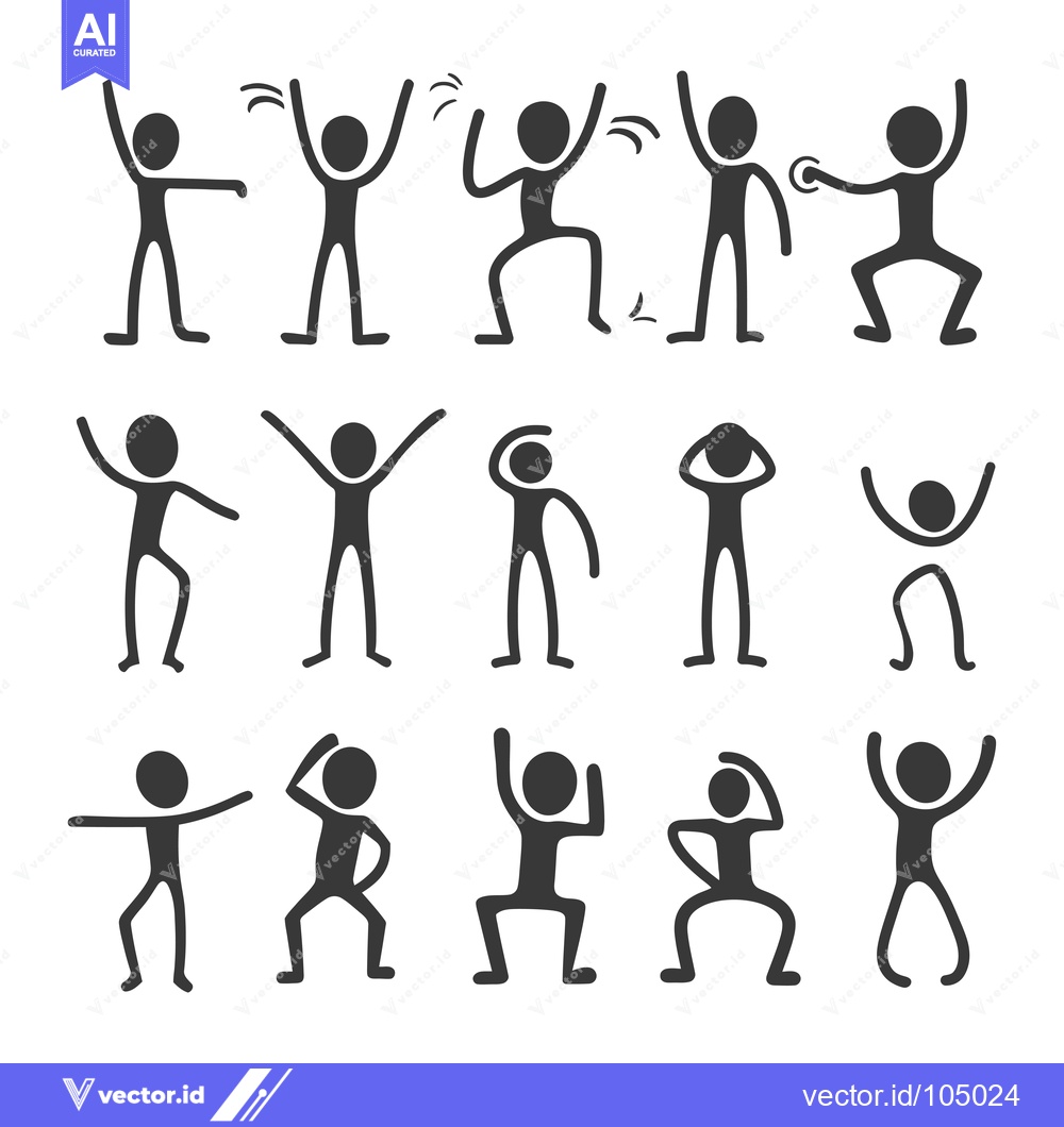 Premium Vector of Stick Figures Engaging in Various Activities