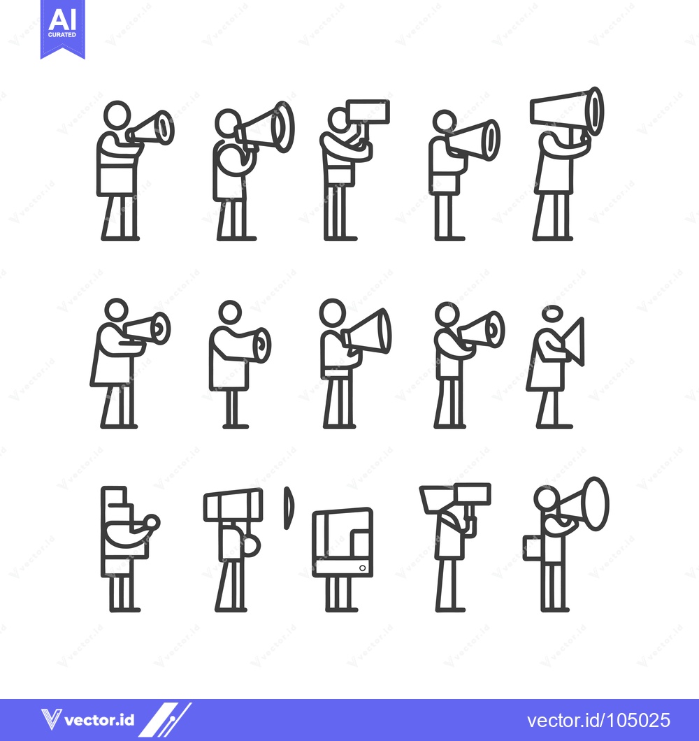 Premium Vector of Stick Figures Holding Megaphones and Signs