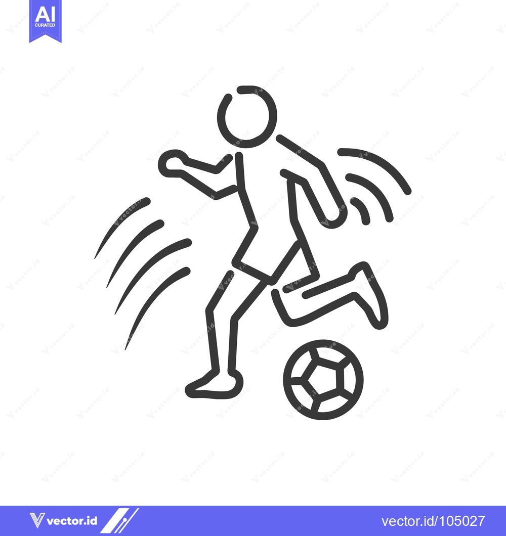 Premium Vector of Stick Figure Soccer Player Kicking the Ball