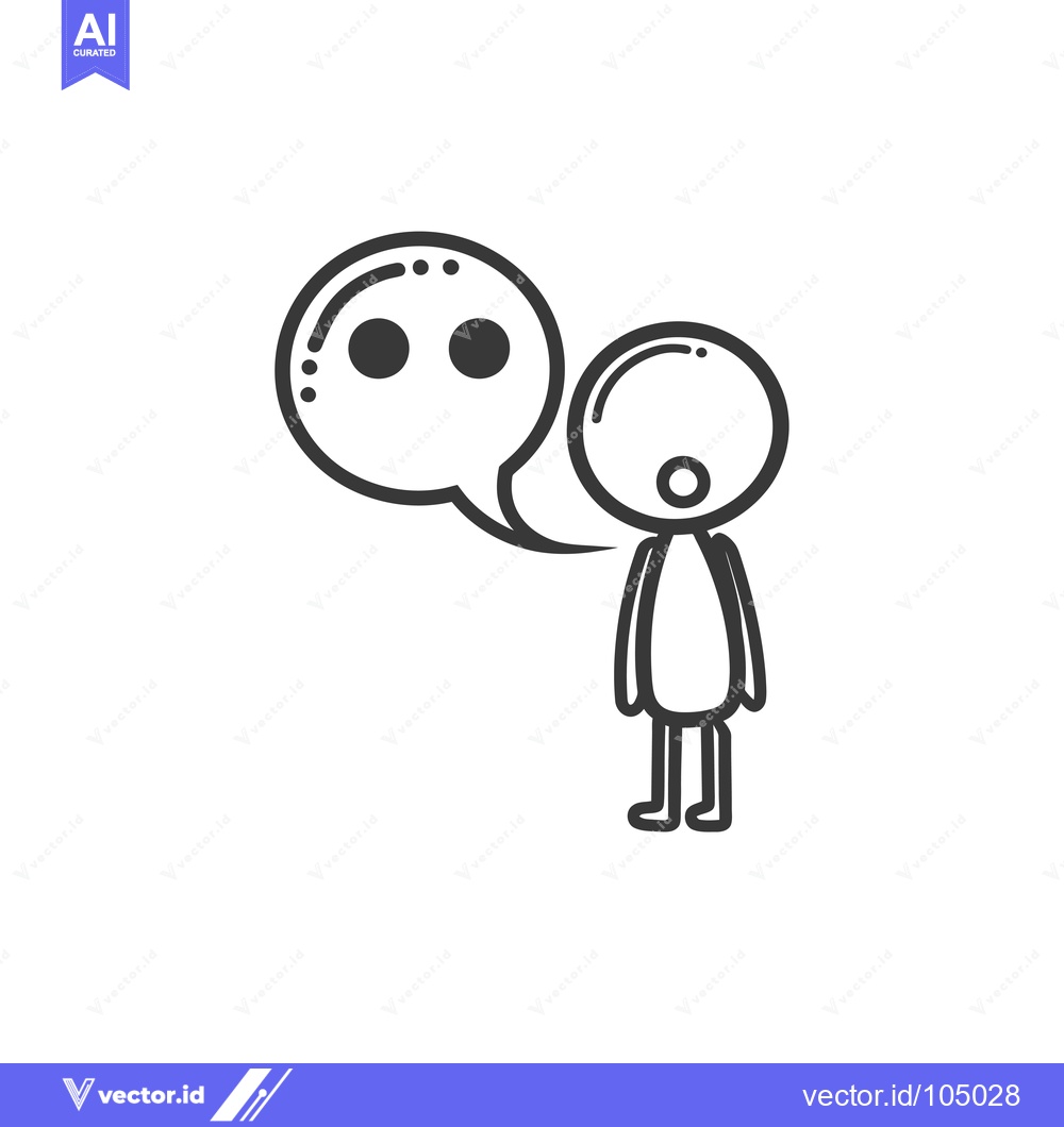 Premium Vector dari Stick Figure Speaking with Speech Bubble