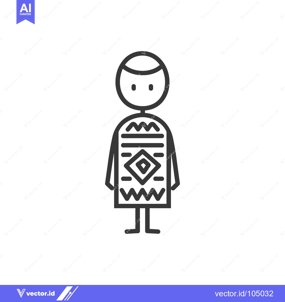 Premium Vector of Stick Figure Wearing a Geometric Patterned Sweater