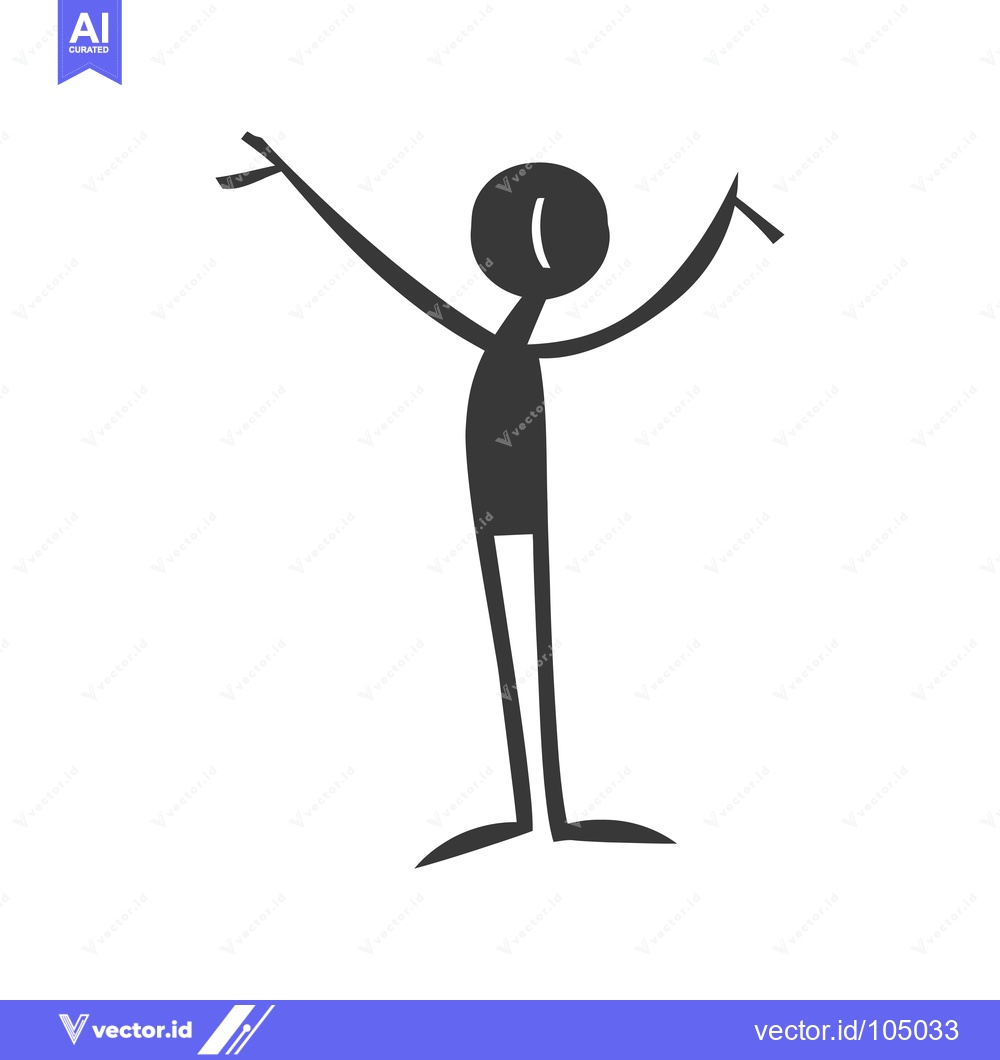 Premium Vector of Stick Figure with Arms Raised in Celebration