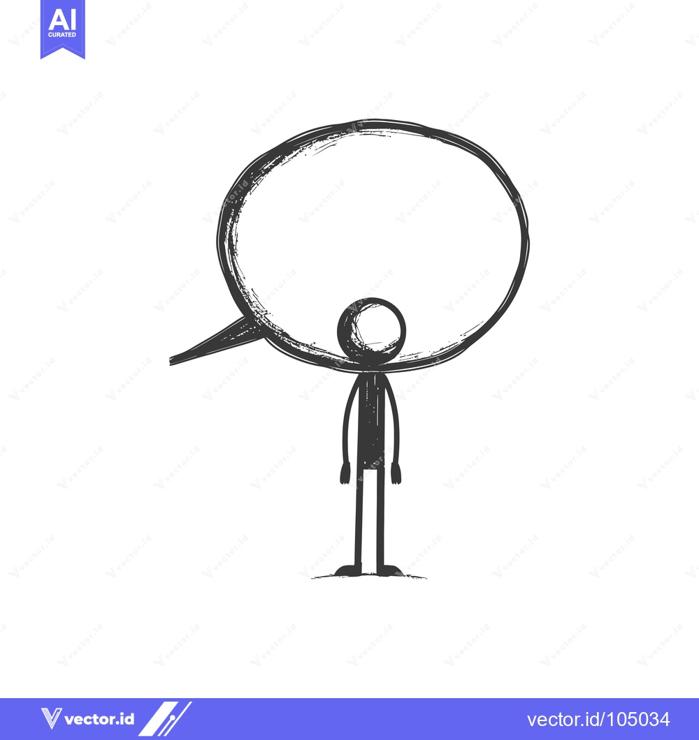 Premium Vector dari Stick Figure with Large Speech Bubble
