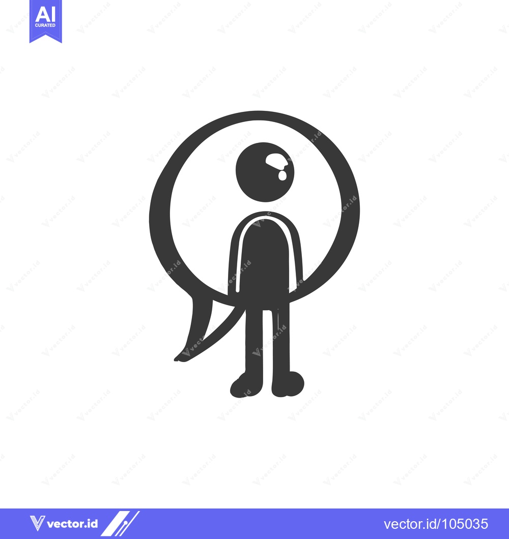 Premium Vector dari Stick Figure with Question Mark Inside a Speech Bubble