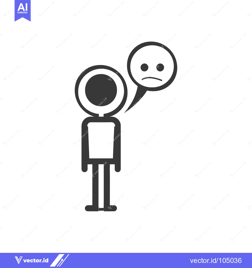 Premium Vector dari Stick Figure with Sad Speech Bubble
