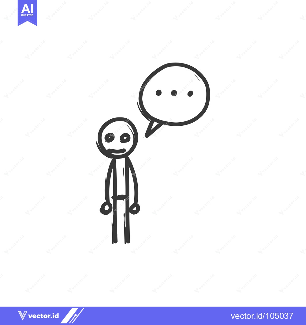 Premium Vector of Stick Figure with Thought Bubble and Ellipses