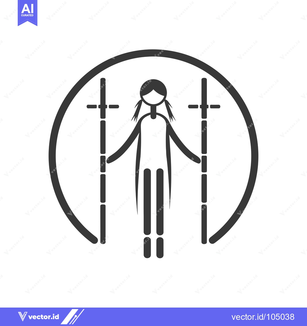 Premium Vector of Stick Figure Woman Standing Between Two Posts