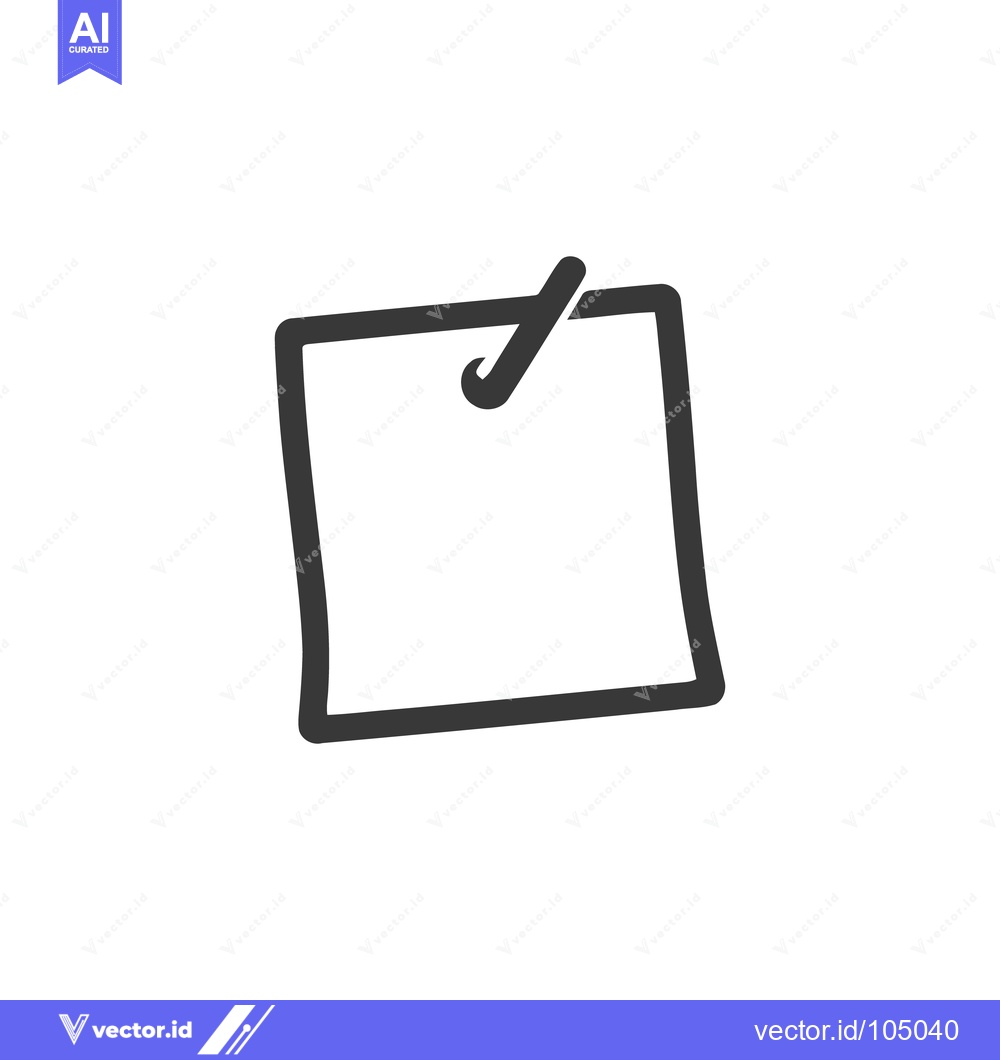 Premium Vector dari Simple Dark Gray Note with Clip Icon on White Background