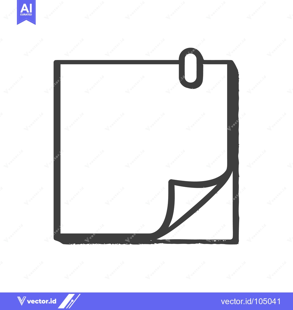Premium Vector dari Minimalist Sticky Note with Paperclip and Folded Corner Icon