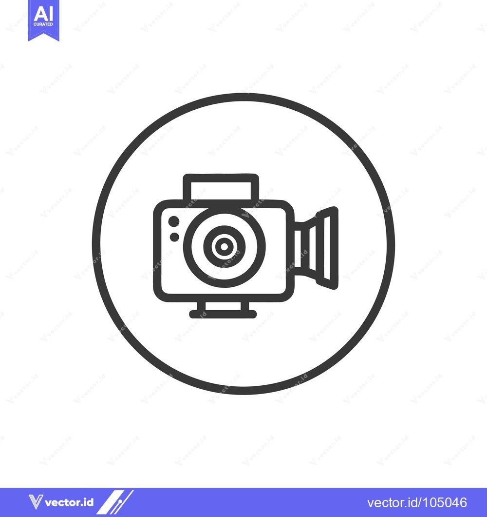 Premium Vector dari Retro Camcorder Icon in Circle, Minimalist Line Art Design