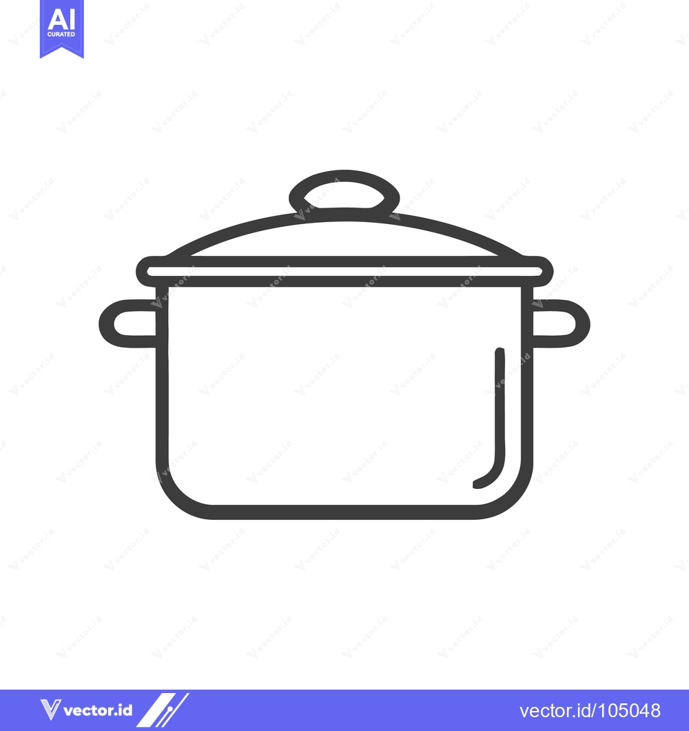 Premium Vector dari Minimalist Line Art: Cooking Pot with Lid, Kitchen Icon
