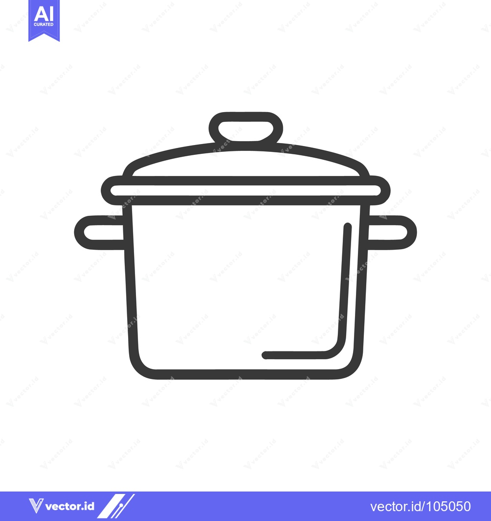 Premium Vector dari Minimalist Line Art: Covered Cooking Pot Icon on White Background