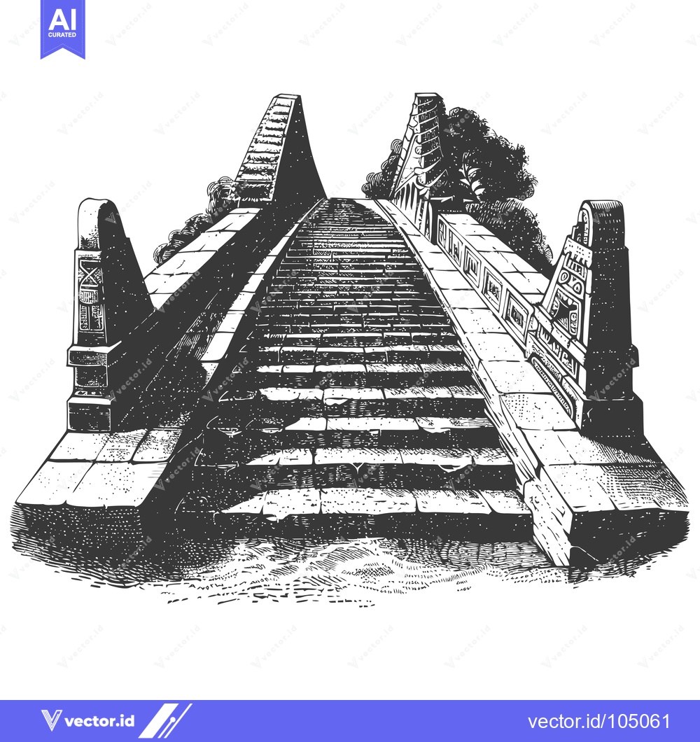 Premium Vector dari Stone Steps Leading Up to Ancient Mayan Temples