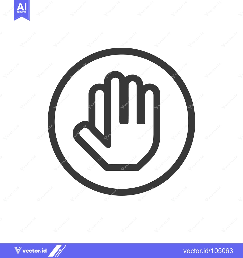 Premium Vector dari Minimalist Stop Hand Icon in Circle, Bold Outline, White Background