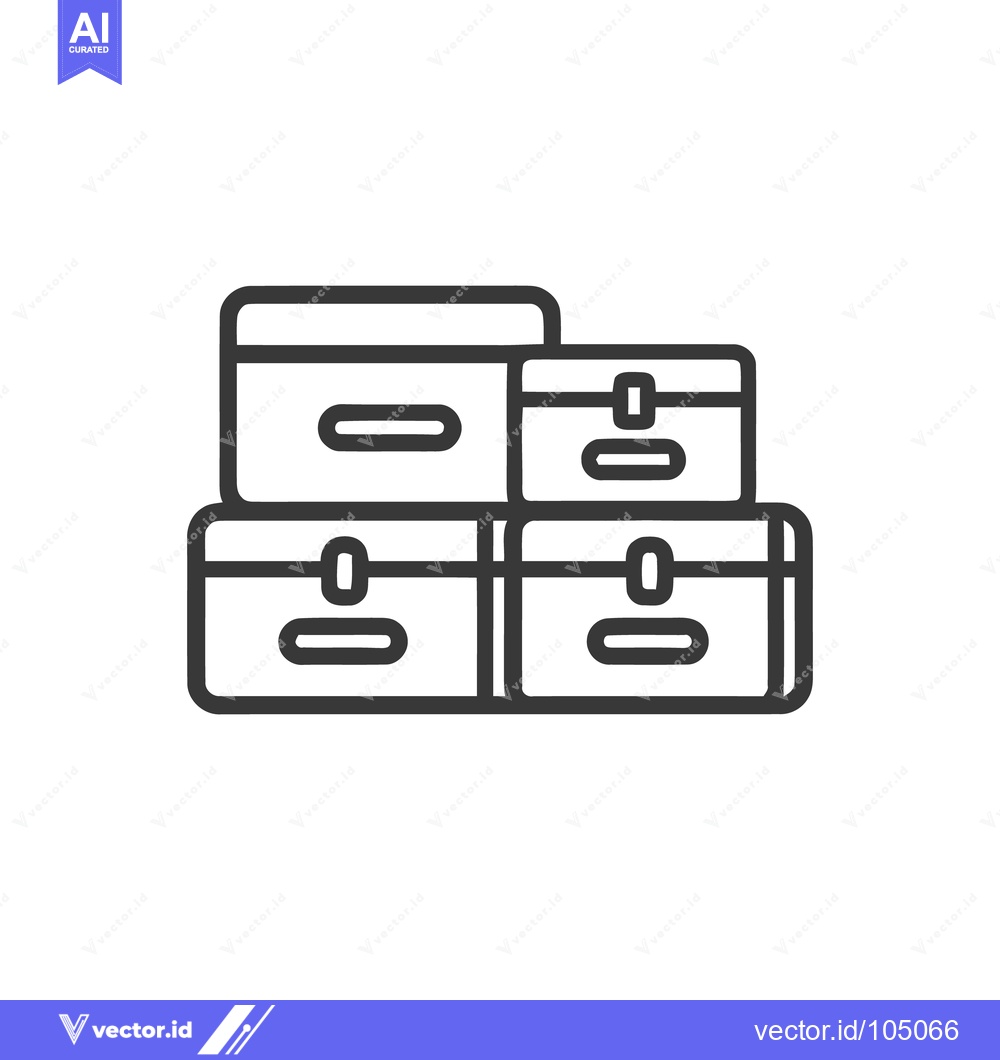 Premium Vector dari Stacked Storage Boxes Icon: Minimalist Outline for Organization and Mo