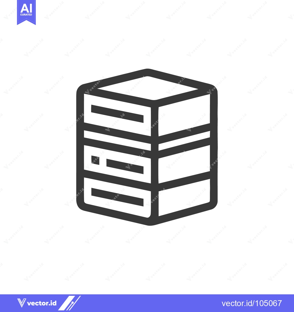 Premium Vector dari Minimalist Server Stack Icon: Bold Outline on White Background
