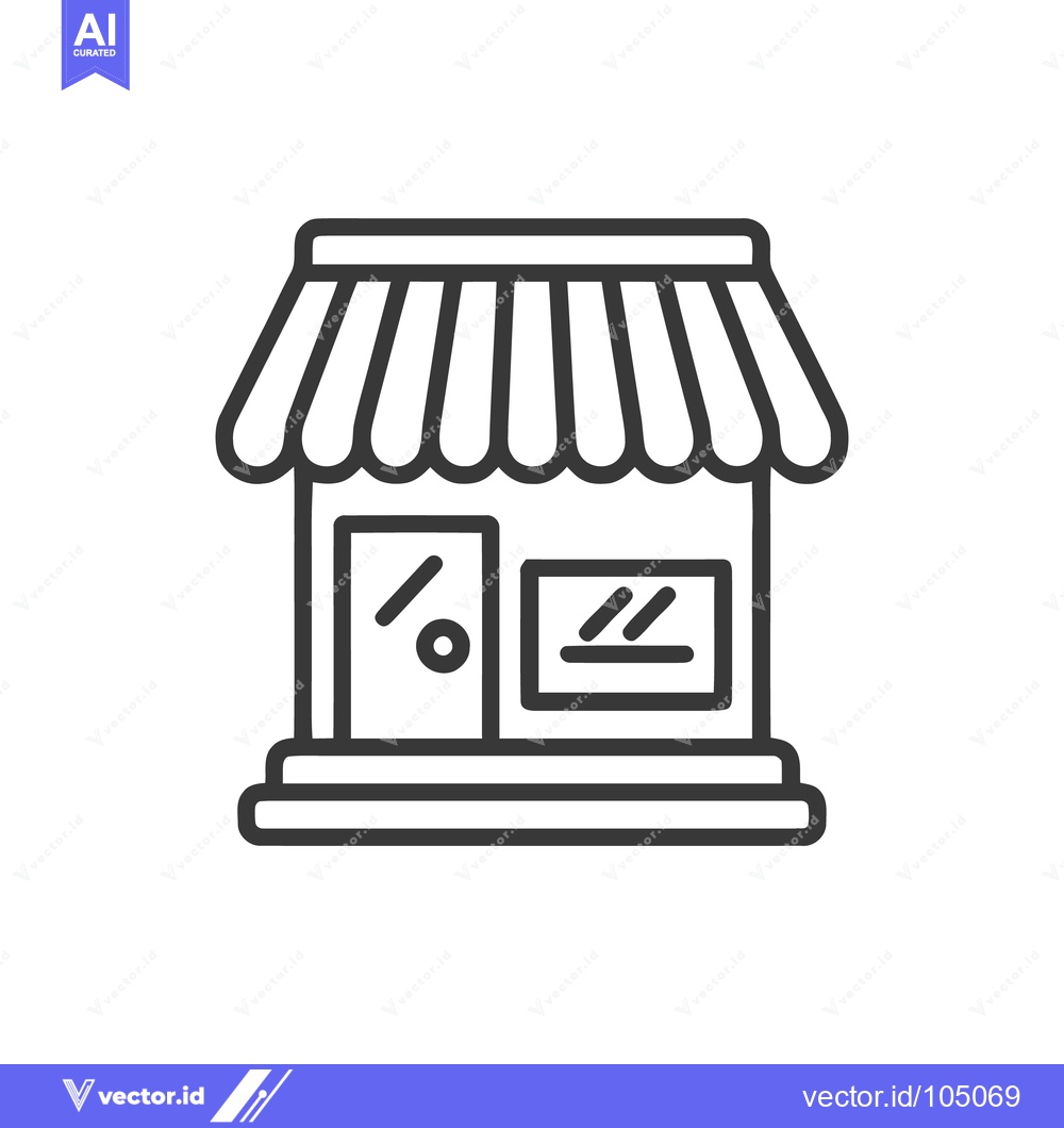 Premium Vector of Minimalist Storefront Icon: Clean Line Art of a Small Business Shop