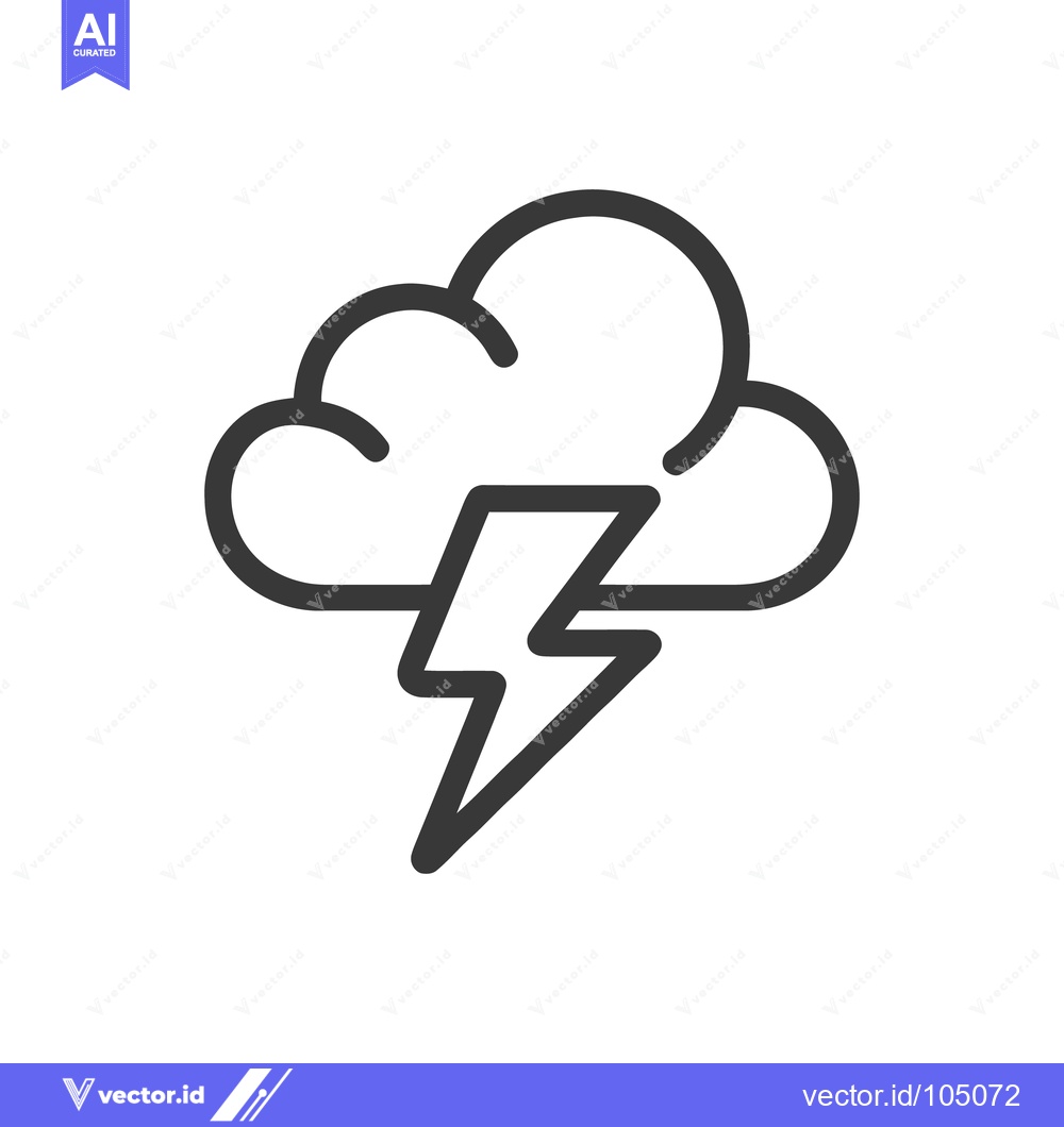Premium Vector dari Minimalist Weather Icon: Dark Cloud with Lightning Bolt on White Backg