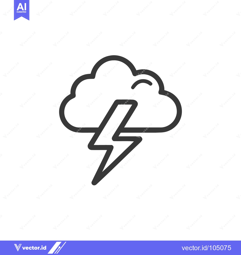 Premium Vector of Minimalist Cloud and Lightning Bolt Icon on White Background