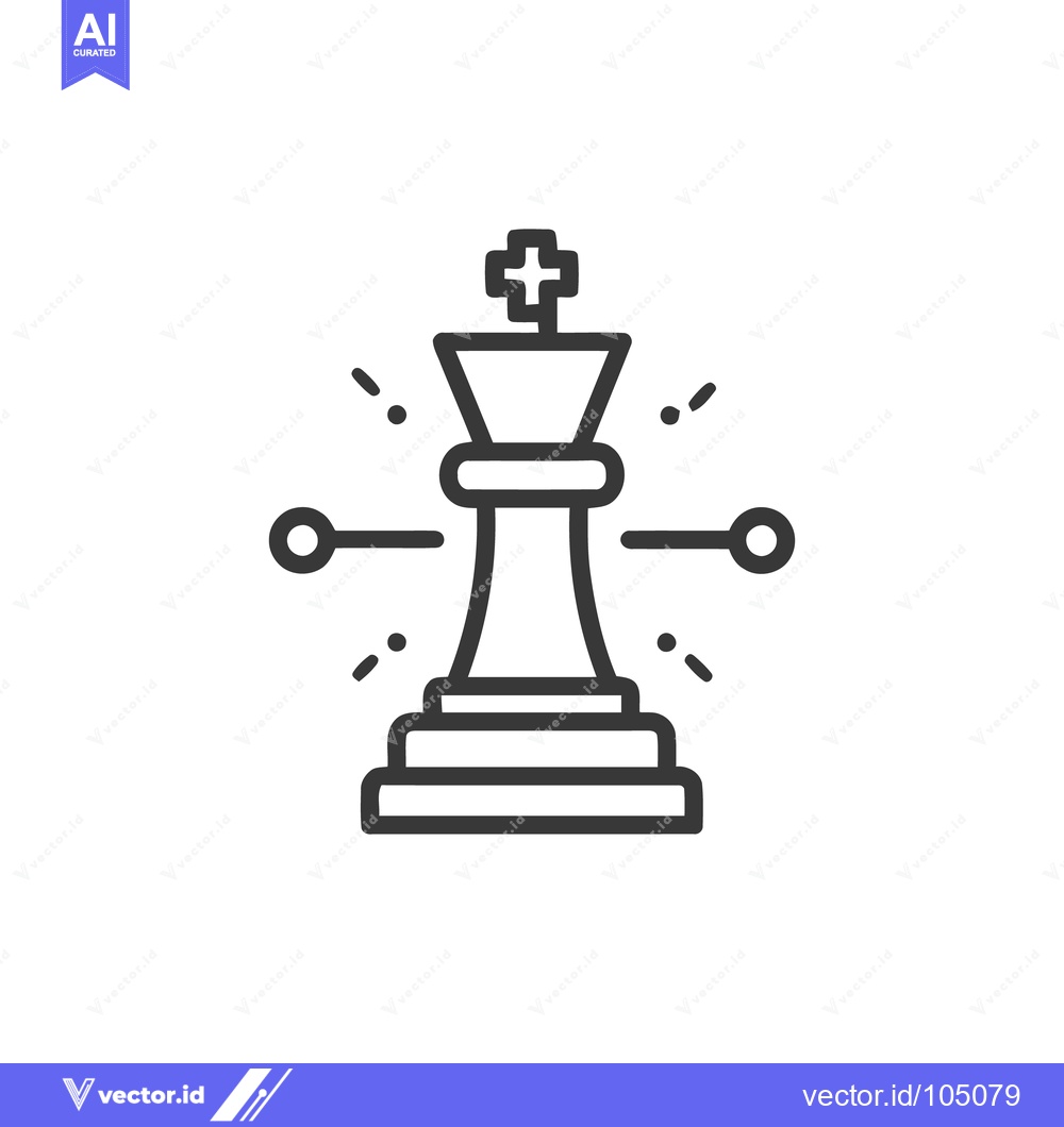 Premium Vector dari Chess King Icon with Strategy and Influence, Minimalist Line Art