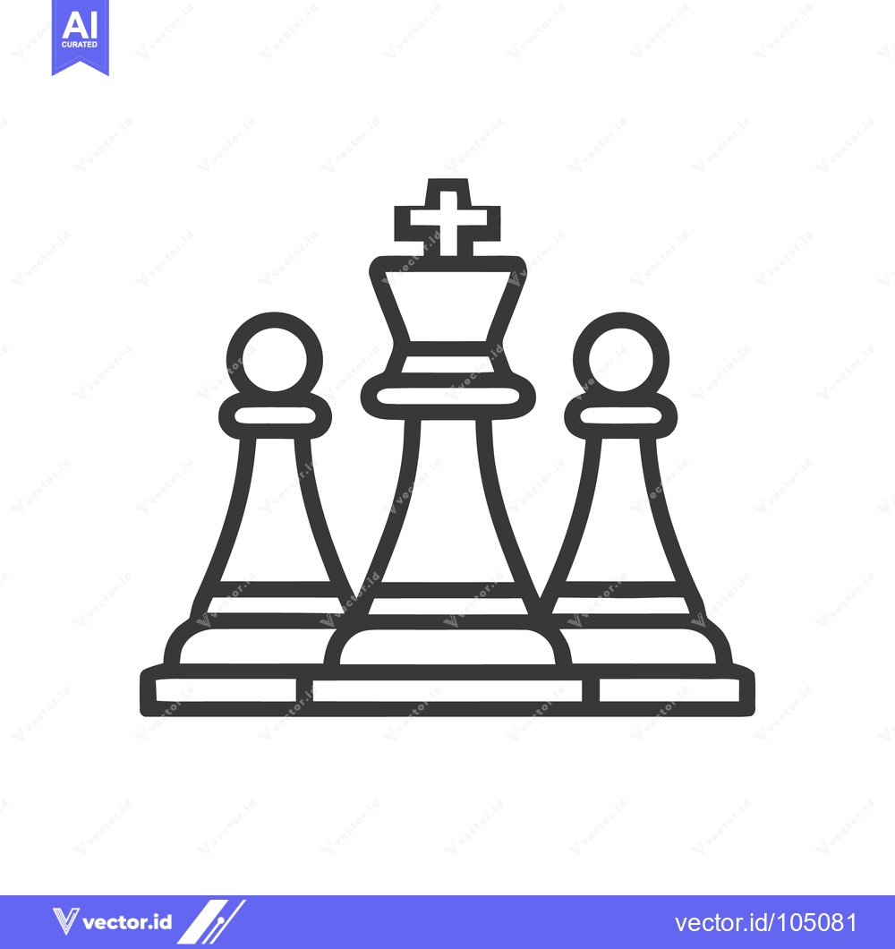 Premium Vector dari Minimalist Chess Pieces: King Protected by Pawns, Bold Outline Design