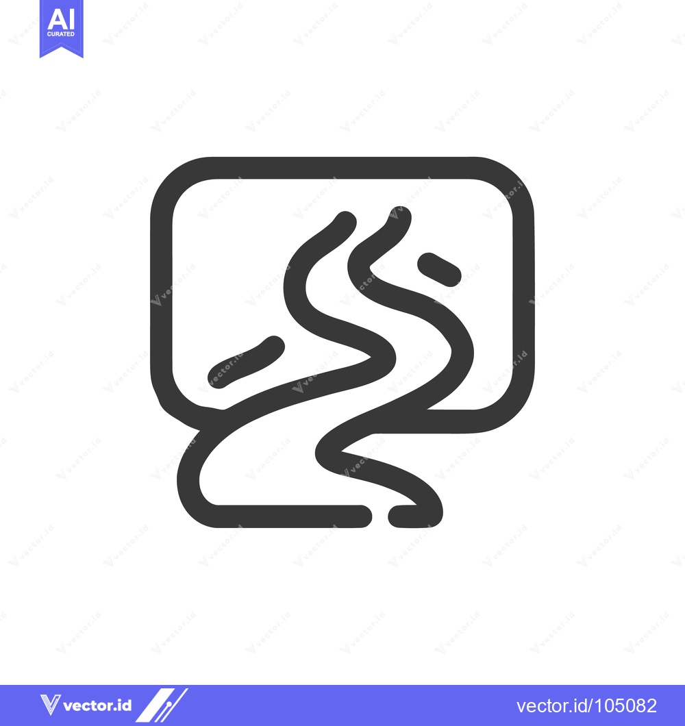 Premium Vector dari Minimalist River Icon: Winding Stream in Square Frame, Dark Gray Outli